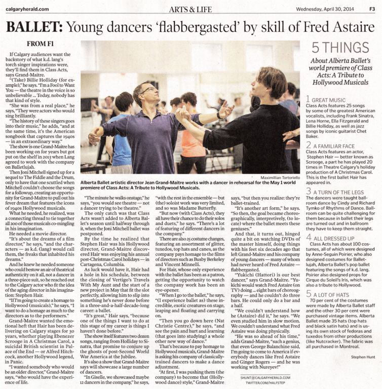 Richard Tymko choreography Alberta Ballet Hollywood Musicals